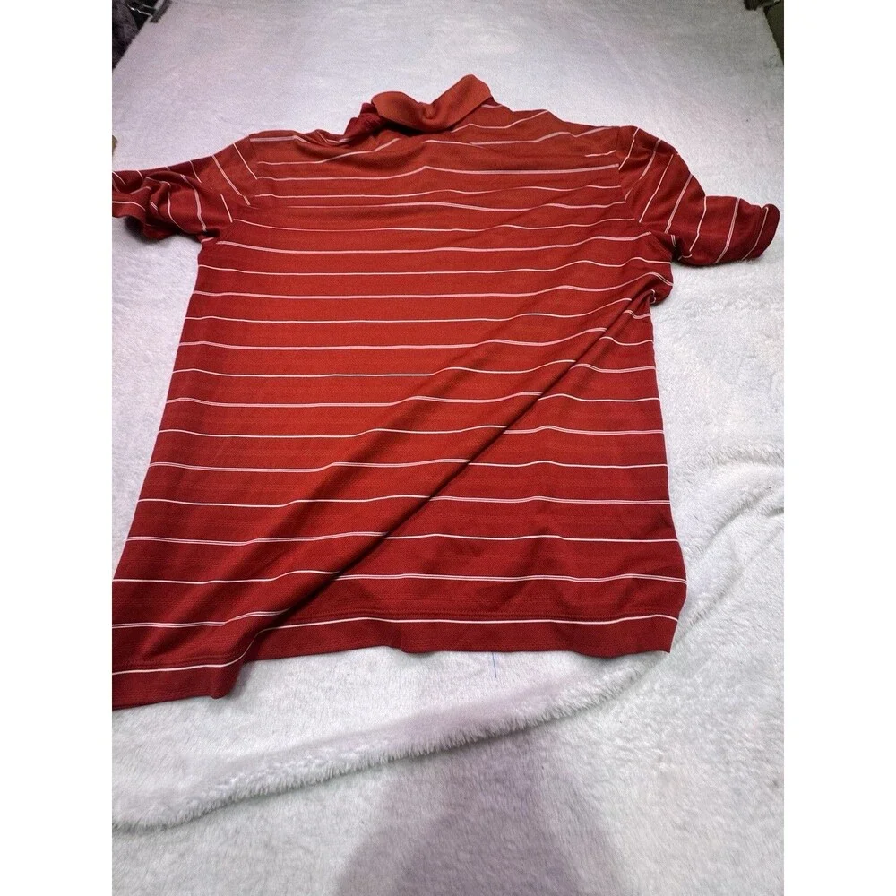 Nike Golf Polo‎ Shirt Mens Size Medium Performance Dri-Fit Polyester Red Stripe